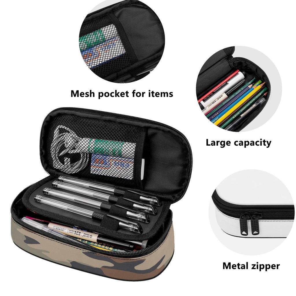 Pencil Case 300D Polyester Large Capacity Zip Around Closure with Main Compartment Mesh Pocket and Pen Slots for Everyday Study
