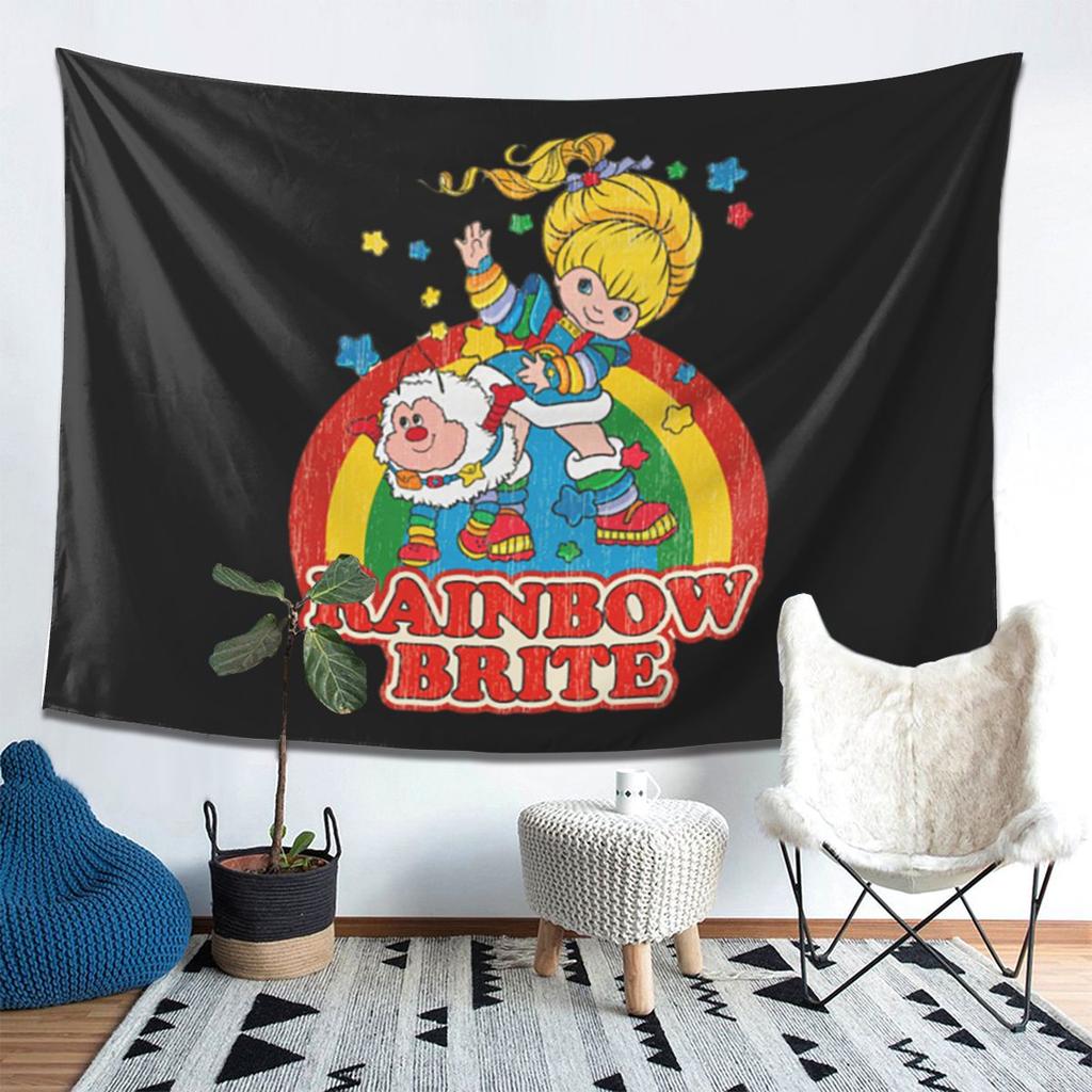 Rainbow Brite Vintage Colorful Design Tapestry Wall Hanging Aesthetic Home Decor Tapestries for Dorm Room