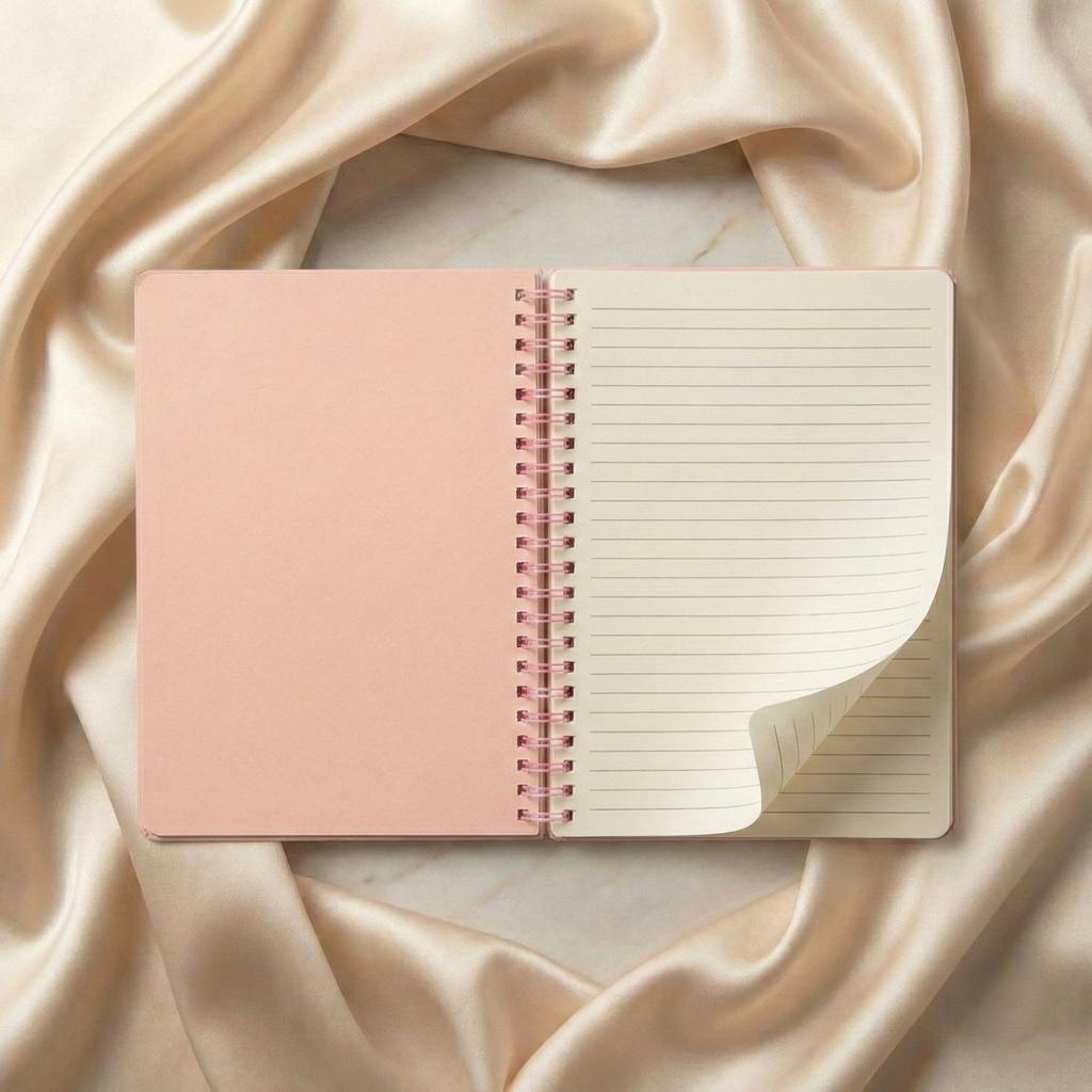 21×14.2cm (8.27×5.59in) Pink Desktop Coil Notebook - Vertical Calendar-Style Standable Design, Lined Thick Paper Inner Pages