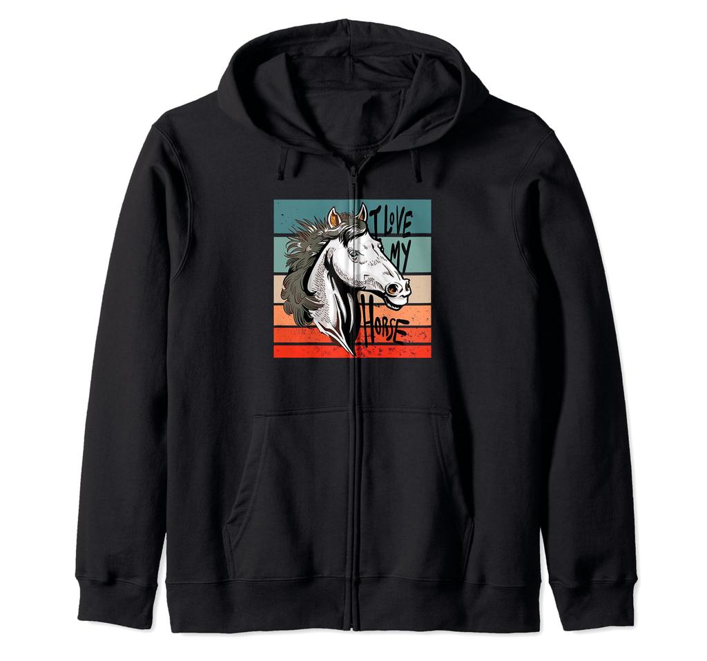 Horse Passion Horse Head Art Majestic Animal Horseback Riding Zip Hoodie Lover's