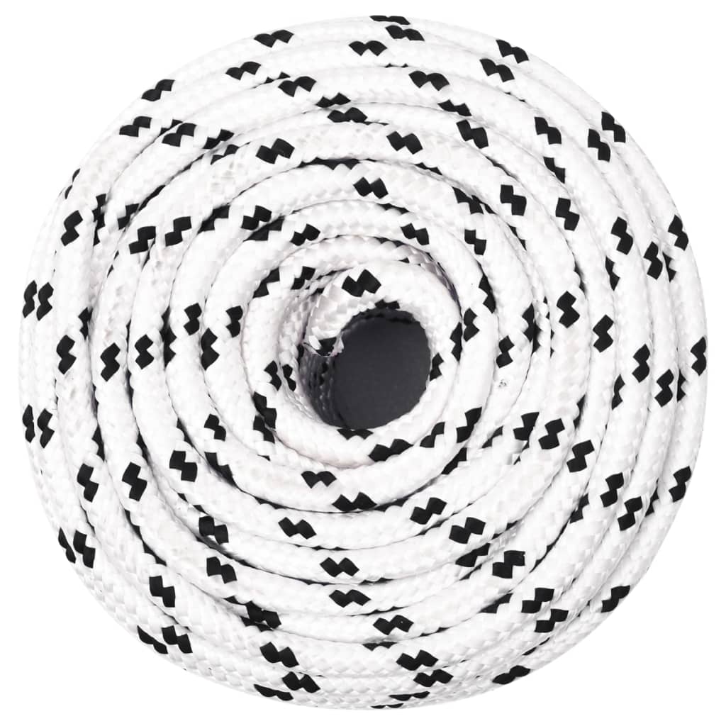 Vidaxl Pleciona Linka Żeglarska, Biała, 6 Mm X 25 M, Poliester