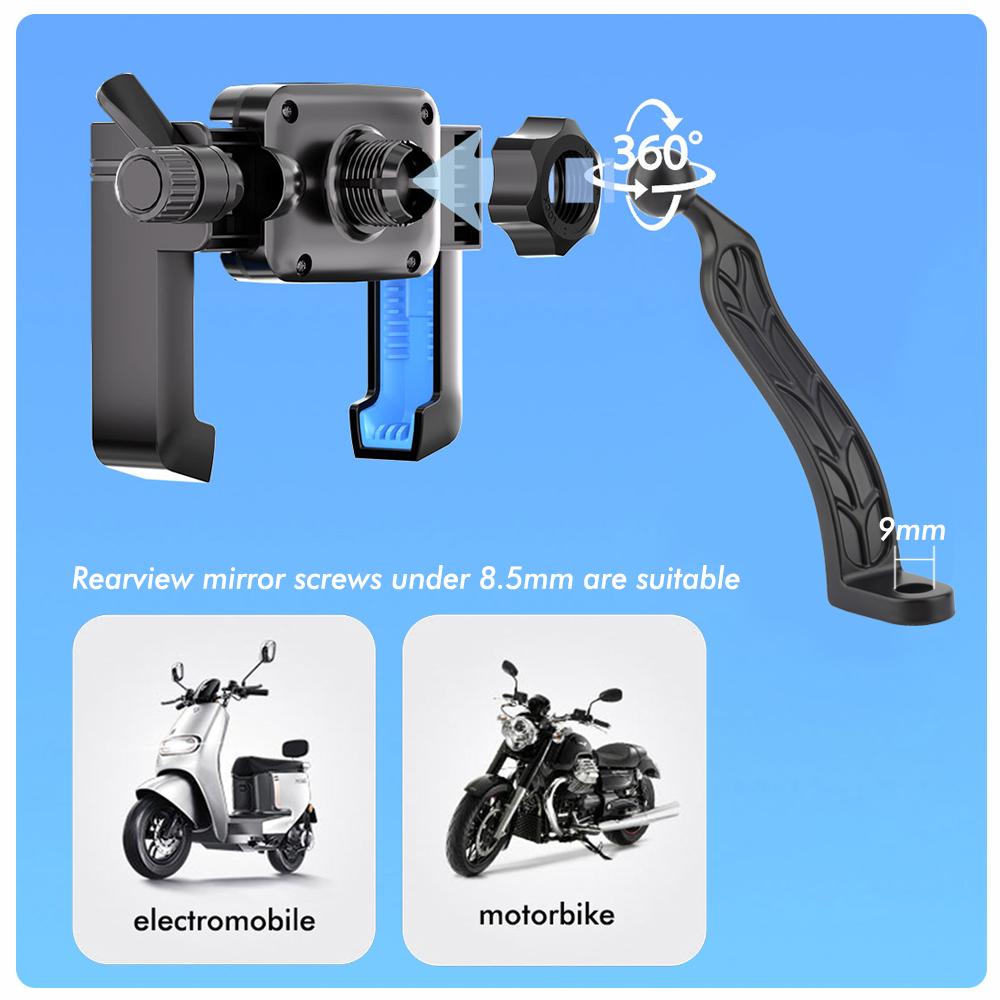 2025 New Universal Motorcycle Bicycle Phone Holder GPS Bracket Cellphone Stand Mirror Handlebar Mount for Smartphones 4-7 Inch