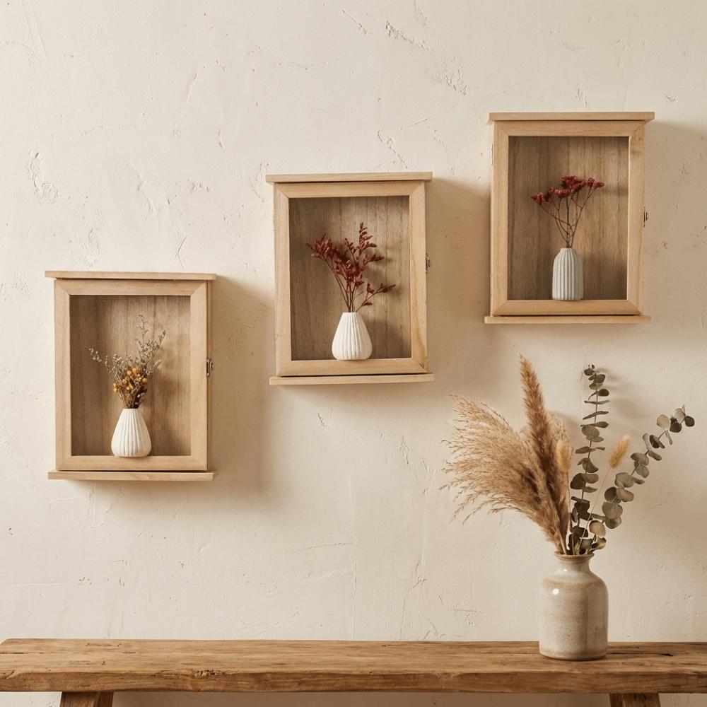 Square Cabinet Key Rack Wooden Entryway Storage Box Wall-Mounted Key Storage Box  Living Room