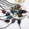 Crystal Jewelry Rough Healing Stones Natural Hand Woven Raw Stone Crystal Pendant Necklace