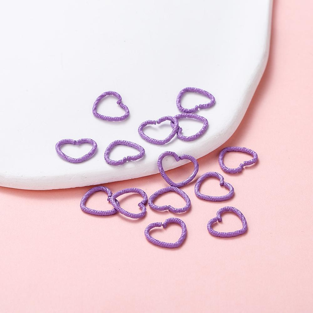 50pcs/lot Colorful 14mm Heart Jump Rings Open Split Rings Jump Rings Connector For Diy Jewelry Makings Findings Supplies