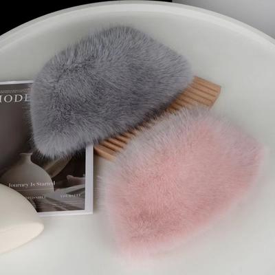 Plush Hat Women's Autumn and Winter New Bucket Hat Rabbit Fur Plush Thermal Basin Hat Big Head Circumference Bucket Hat