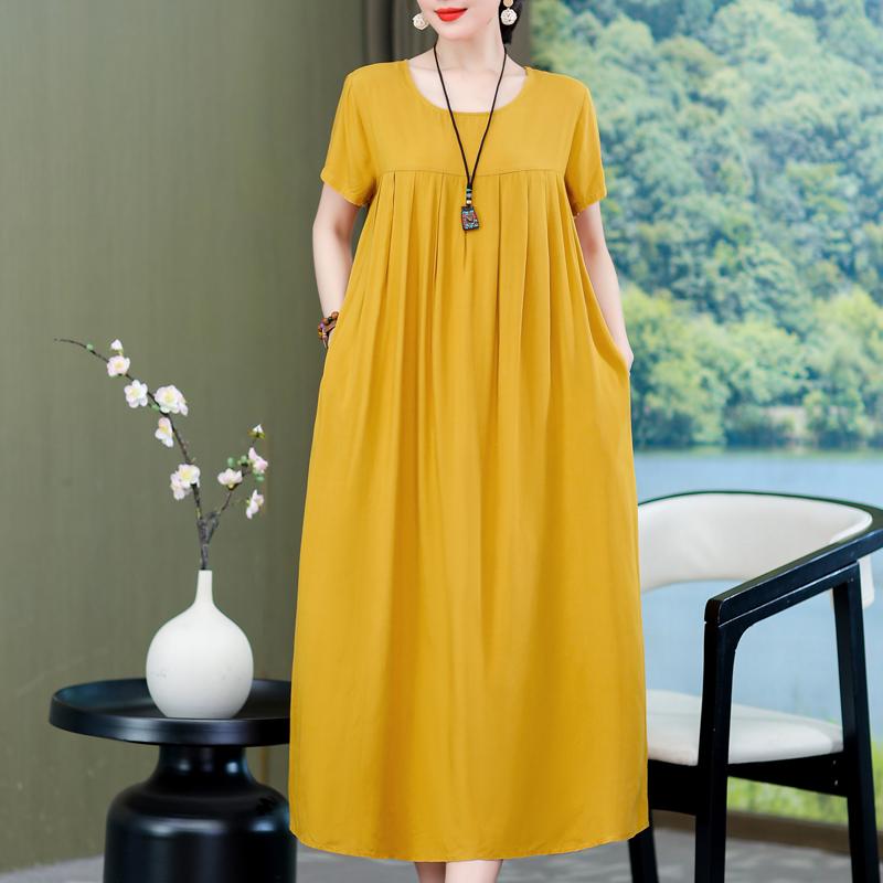 

Елегантні жіночі сукні великих розмірів. Повсякденна вільна вінтажна довга сукня з короткими рукавами 5XL