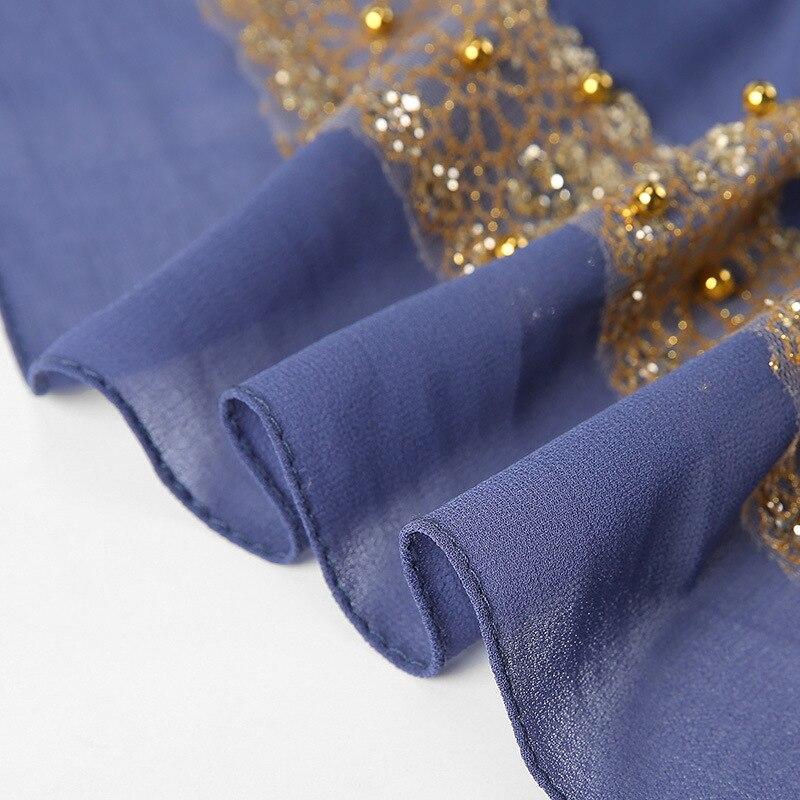 180*70cm femei musulmane cu mărgele din dantelă șifon eșarfă hijab