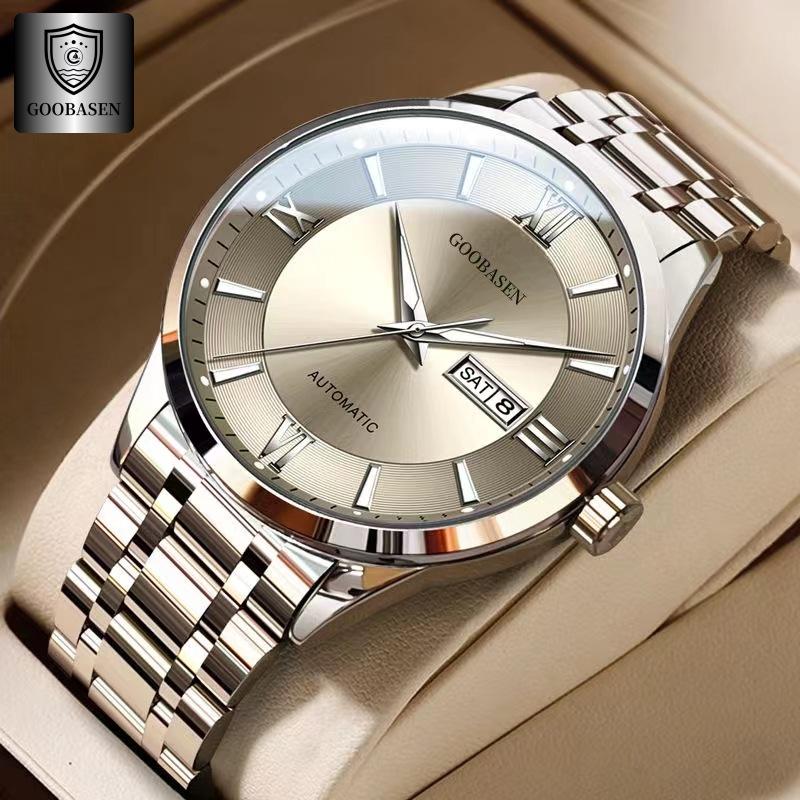 Gu Ba Sen Men's Waterproof Luminous Imitation Mechanical Watch with Calendar