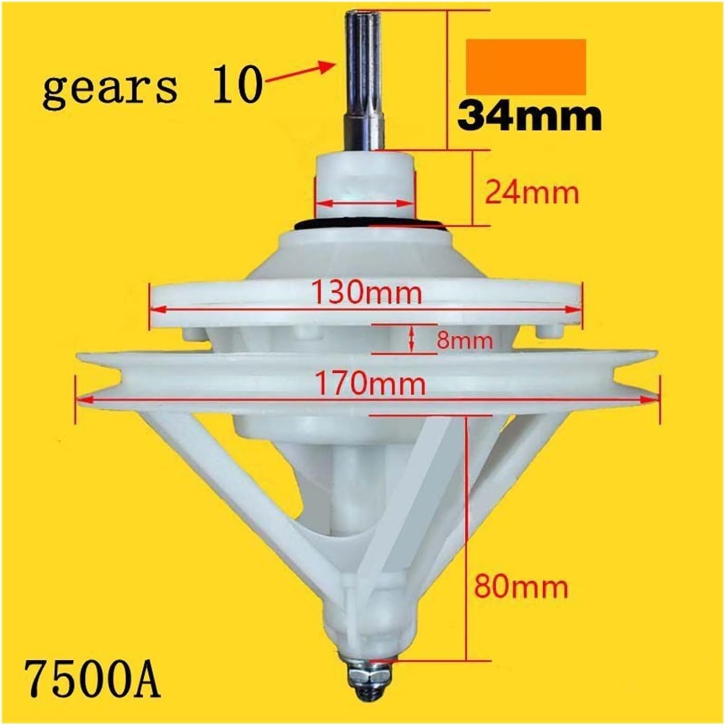 

Compatible for Haier Double-Cylinder Semi-Automatic Washing Machine 10-Tooth Reducer Accessories Variable Speed Gear Package 00330067500/A/C
