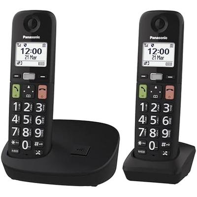 Cordless Phone - PANASONIC - KX-TGU112EXB - LCD Screen - Large Buttons - Integrated Answering Machine