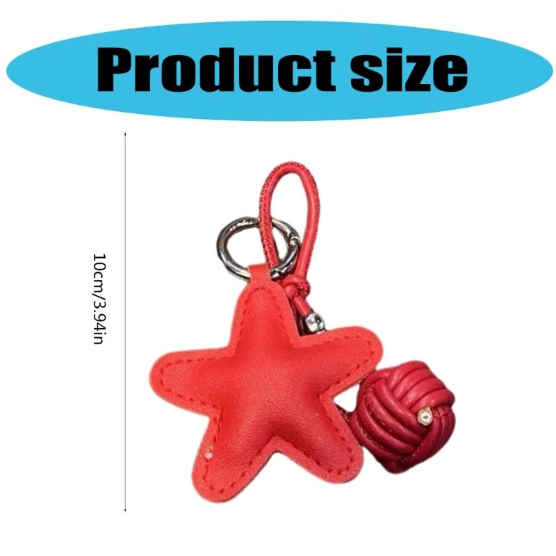 Handcraft Star Shape Keychain Accessory Hanging Pendant Stylish Faux Leather Designing Keyring for Bags and Keys