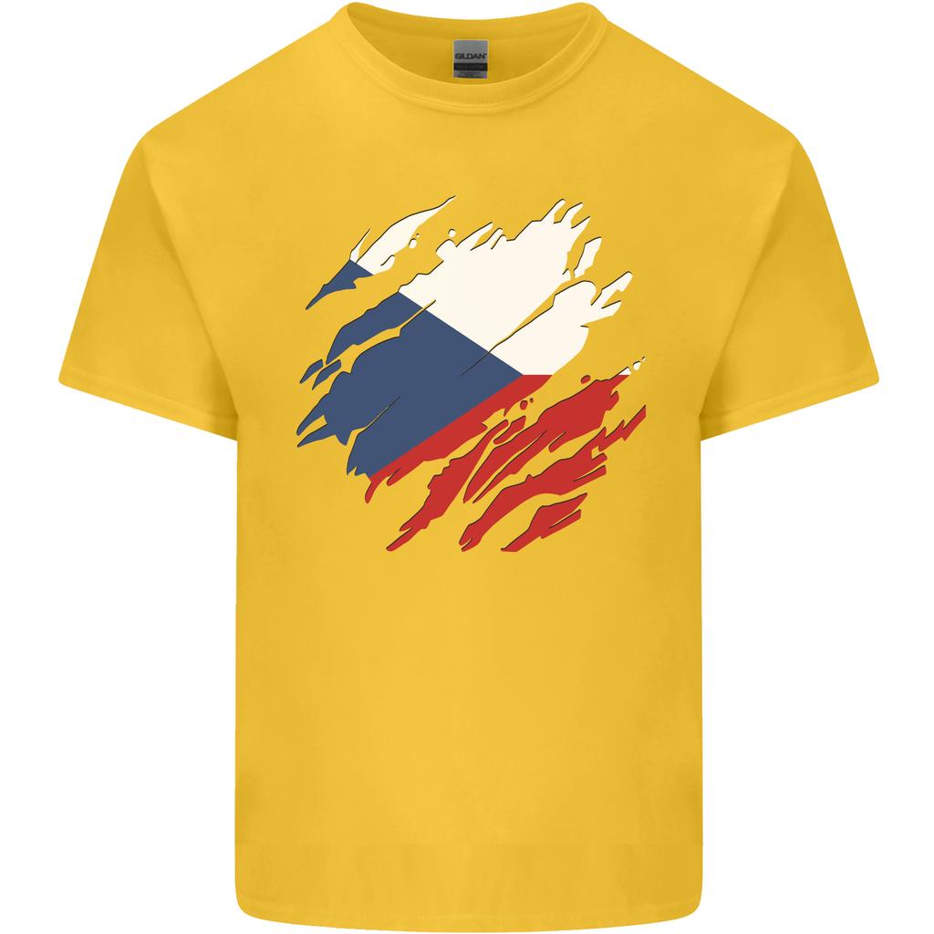 Torn Czechia Flag Czech Republic Day Football Unisexs Light Cotton TShirt