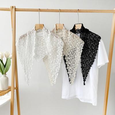 Lace Design Fake Collar Scarf Triangle Shape Simple Flower Triangle Scarf Summer Fabric All-match Style Flower Scarves