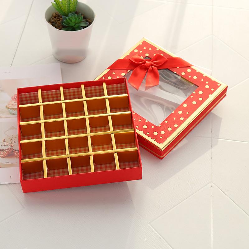 WTEMPO 3PCS 25 Grids Chocolate Candy Pastry Packaging Box with Bow Creative DIY Gift Boxes Suitable for Birthday Christmas New Year Valentine's Day