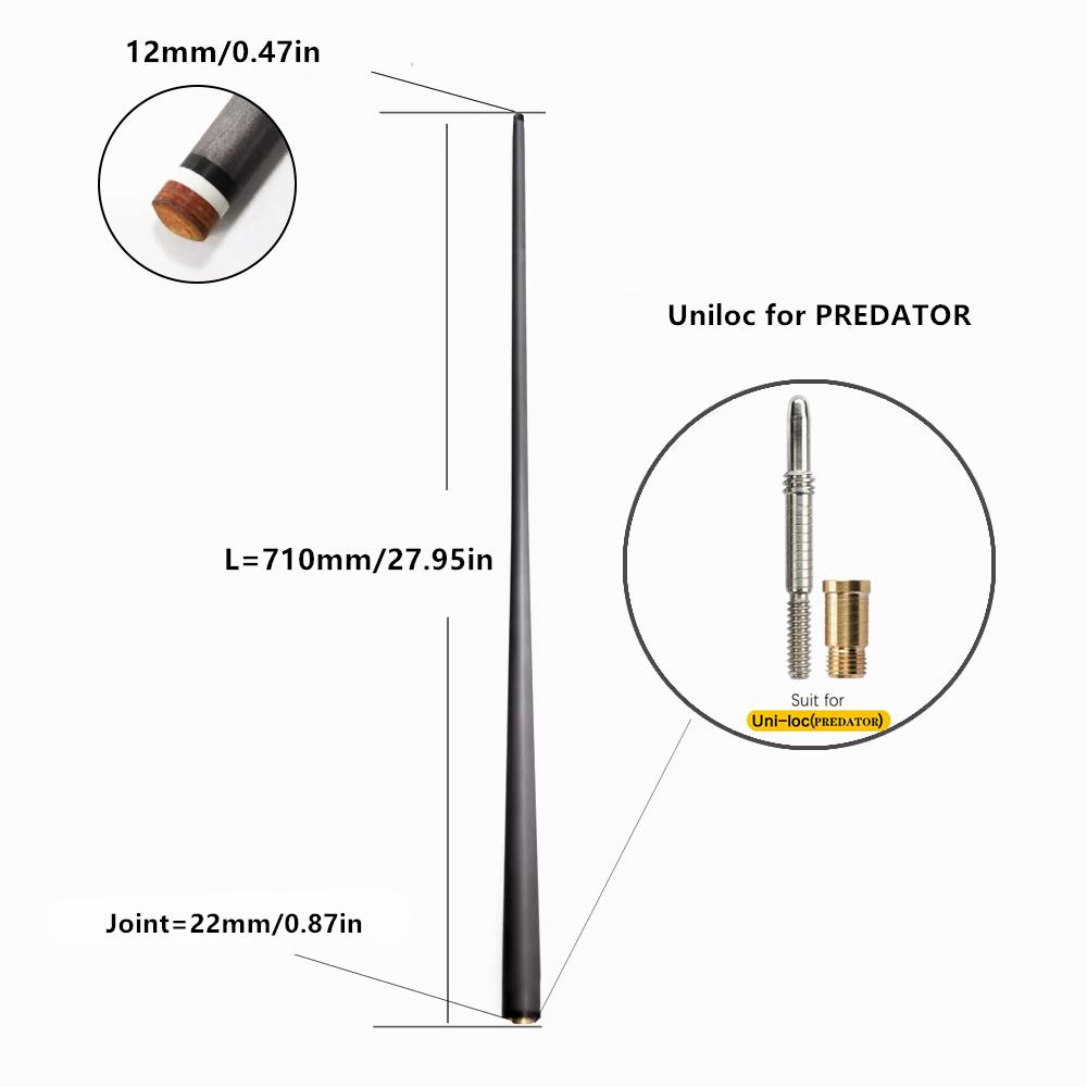 Profesionální karbonová tyč na kulečník | Nízká deformace, design Pro Taper s technologií Black Tech | Extra náhradní tyč na kulečník