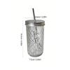 1pc High-Capacity Ins Style Glass Cup with Lid and Straw for American Coffee & Latte