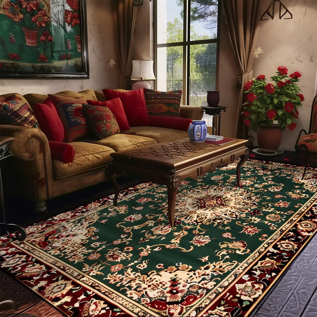 Living Room Retro Persian Style Carpet Home Decoration Lounge Coffee Table Rugs Soft Bedroom Non-slip Bedside Floor Mat Washable