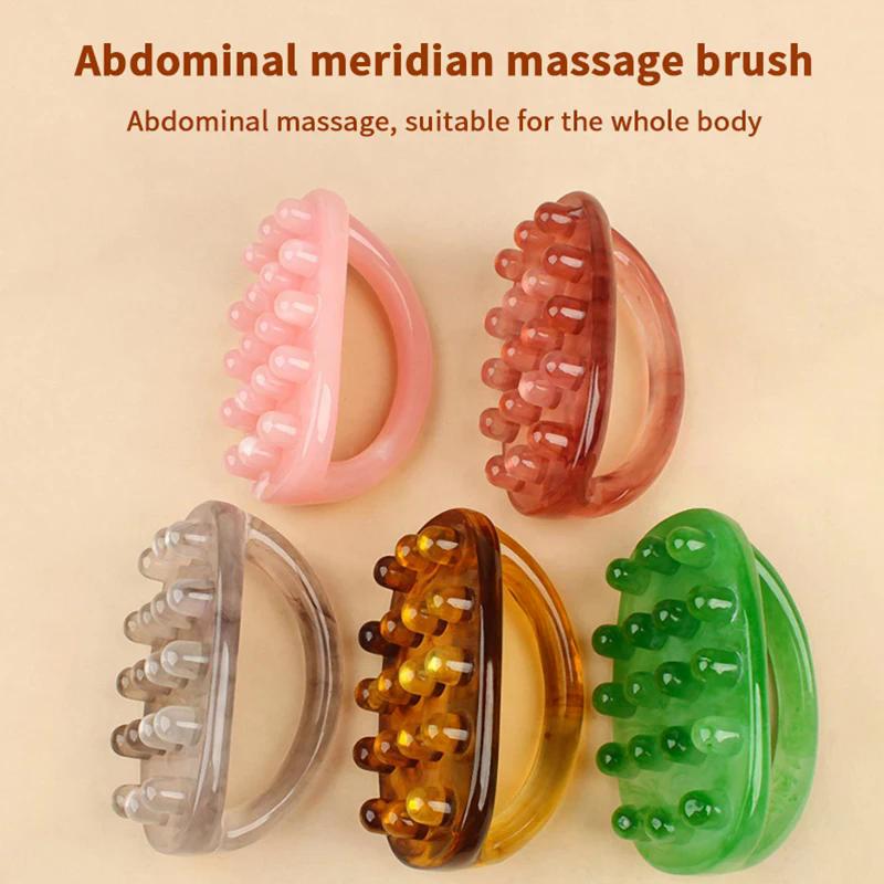 18 Beads Handheld Gua Sha Massage Roller Natural Resin Waist Neck Back Leg Body Meridian Scraping SPA Anti Cellulite Relaxation