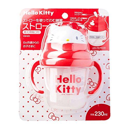 Skater Baby Straw Hopper Double-Handled Mug, 230ml, 3D Design, Sanrio Hello Kitty, Suitable for babies 8 months and up, One-Push Silicone Straw