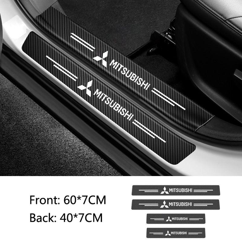 4Pcs Car Door Sill Protector Stickers Carbon Fiber Door Sill Stickers for Mitsubishi Asx Lancer Outlander Pajero Ralliart L200