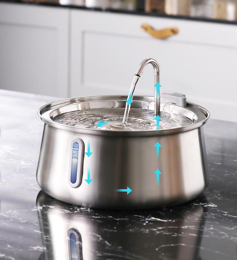 SUS304 Stainless Steel 4L Automatic Pet Water Dispenser with Visible Window