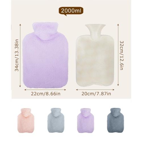 Absdefen Hot Water Bottle, Fillable, 2L Capacity, Set of 1, No Electricity Required, Cold Protection, Soft and Warm, Eco-Friendly, 2 Liters, Ideal for