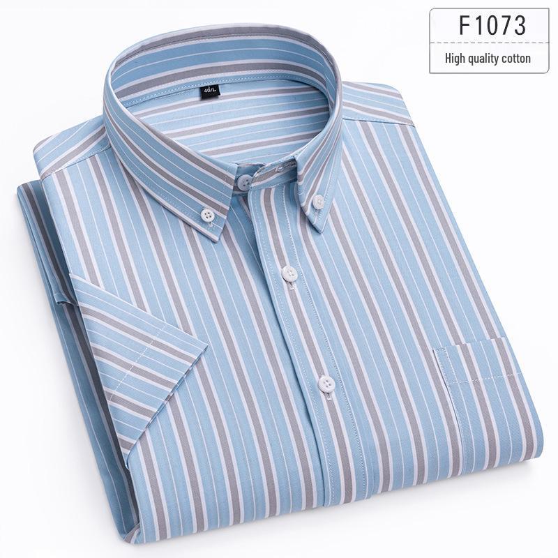 

2025 Men s Summer Slim Fit Striped Cotton Shirt - Breathable, Comfortable Short Sleeve Casual Top S