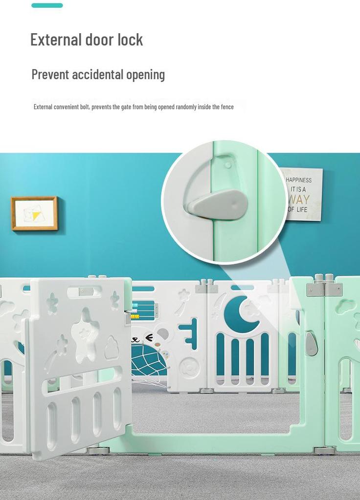 Folding Children's Playpen: Indoor Playground & Baby Crawling Mat with Safety Walker Guardrail
