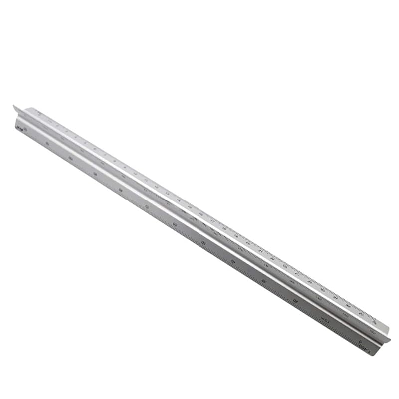 12 Inch Architect Scale Ruler, Aluminum Metric Triangular Scale Ruler for for Students, Architects, Engineers, Draftsman Silver Silver - Aluminum