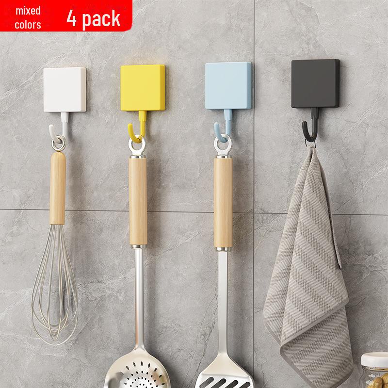 Punch-Free Strong Adhesive Wall Hooks - Round Key & Kitchen Hooks