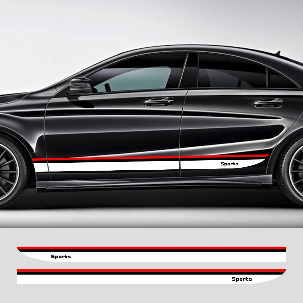 Universal Car Side Skirt Stickers Auto Door Sport Styling Stripes Film PVC Decals Tuning Accessories Tricolor Body Decoration