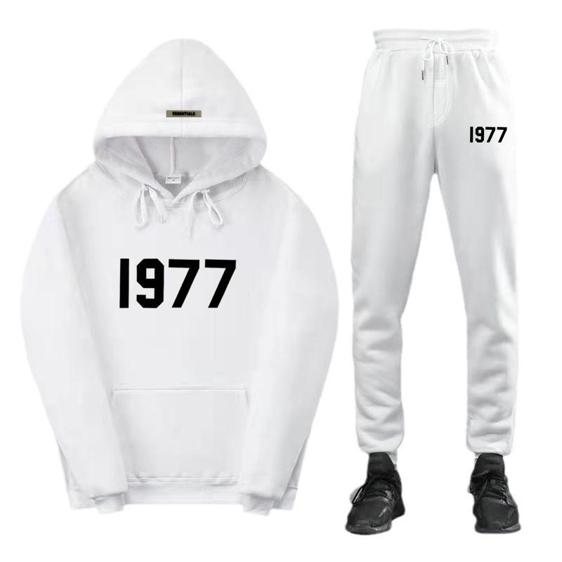 ESSENTIALS Double Line High Street Fleece Hoodie Set 1977 Trendy Casual Loose Fit.