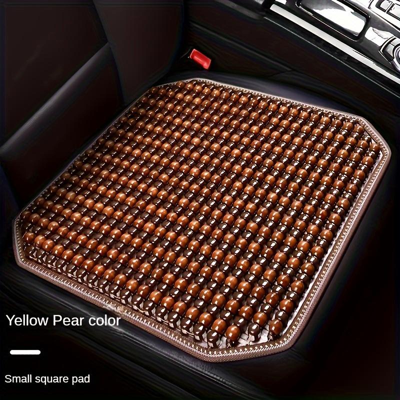 Breathable Wooden Bead Car Seat Cushion - Lumbar Support & Cooling Pad, Redwood/Yellow Pear Colors Wool