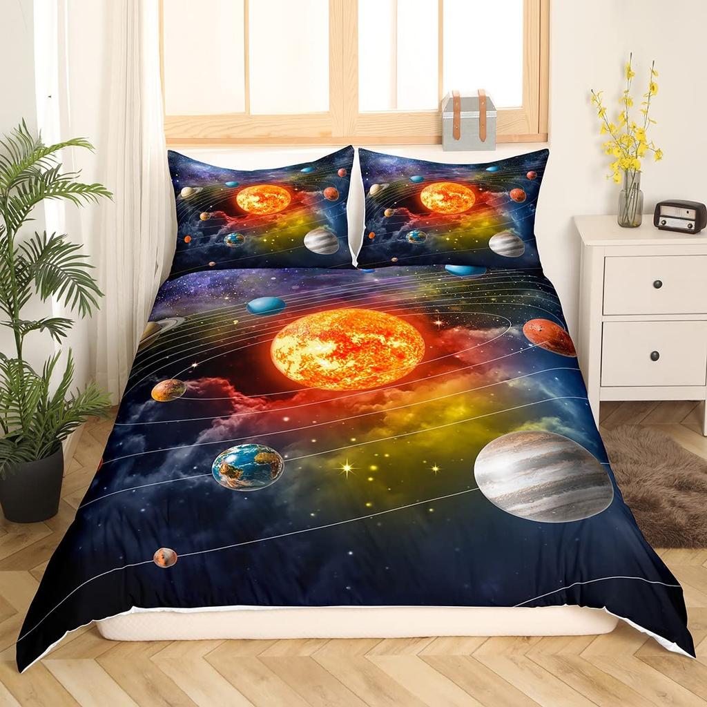Galakse Planet Trykt Dynetrekk Univers Dekor Sengetøy Dynetrekk Solsystem Ytre Rom Tenåring Barn Gutter 3D Astronomi Tema