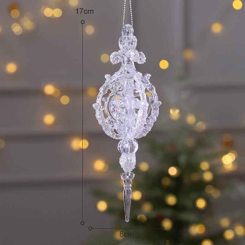 Snowflake Icicle Drop Ornaments Crystal Christmas Tree Transparent Decoration Pendant Christmas Home Decoration Navidad 2023