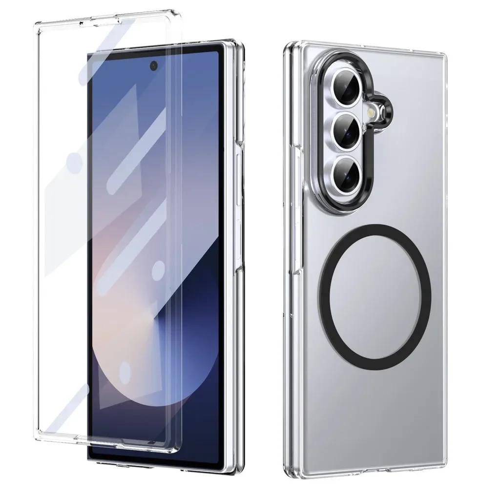 Ultra Transparent Magsafe Wireless Charge Phone Case For Samsung Galaxy Z Fold 7 6 5 4 3 5G Screen Protect Hard Shockproof Cover