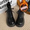 Brown Martin Boots Women's Spring and Autumn Platform Short Boots Ugly Cute Big Head Cigarette Boots Small Height Increasing Black Skinny Boots