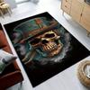 Elegant Gothic Skull Rug withTopHat for LivingRoom Decor UniqueHalloween Home Accessories Anti slip carpet can be machine washed