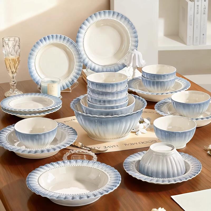 Luxury Korean Gradient Ceramic Dinnerware Set, 70-Piece