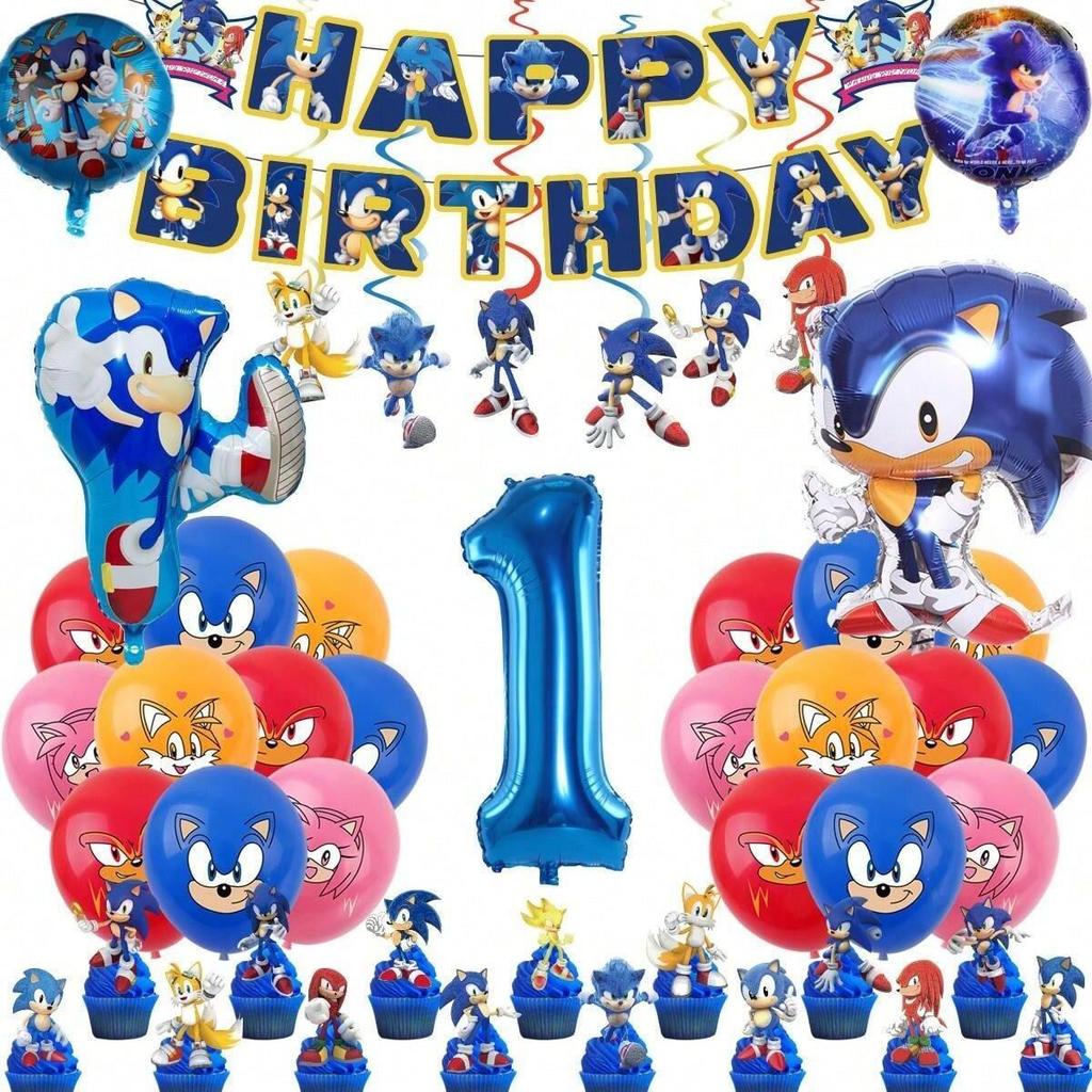 Sonic the Hedgehog-Themed Aluminum Foil Digital Balloon Set—Children's Birthday Party Banner and Decorations