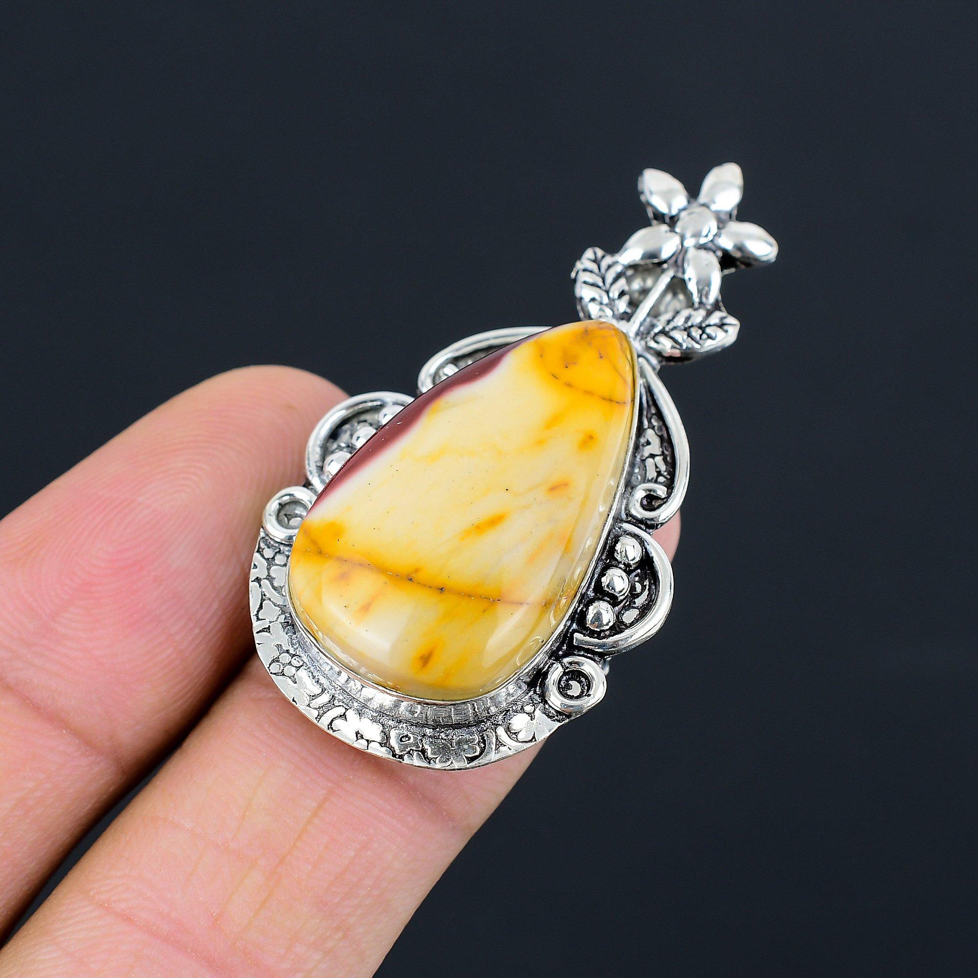 

925 Sterling Silver Mookaite Stone Solitaire Anniversary Flower Ring Size 6.5 6.5