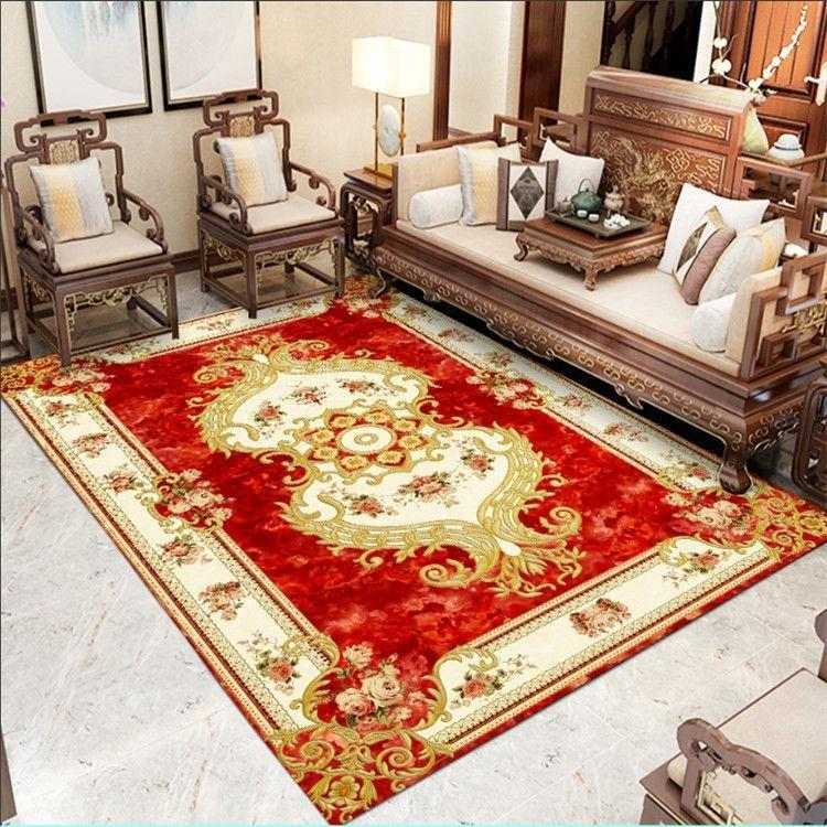 Light Luxury Retro Europe Style Flowers Carpet Living Room Sofa Bedroom Study Kitchen Entrance Door Mat Non-slip Home Decor Rug
