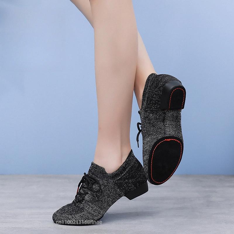 Dance Shoes Indoor Cowhide Sole Cheerleading Aerobics Shoes Children's Women's Low Heeled Adult Latin Jazz Dance Shoes