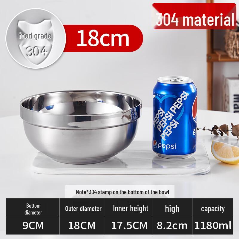 RuHan Food-Grade 304 Stainless Steel Anti-Scald Soup Bowl