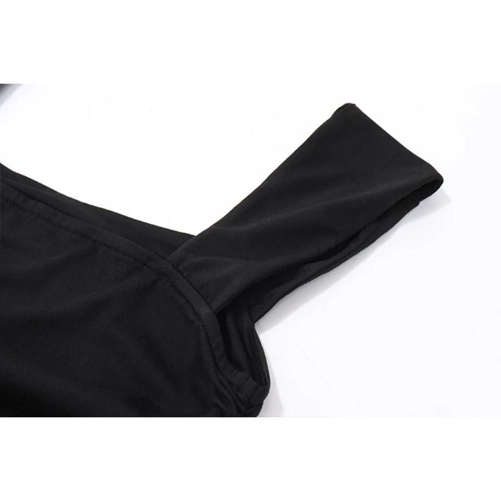 Eleganckie długie sukienki typu slip Seksowne kobiety Marszczona dopasowana sukienka maxi z jednolitym wzorem Wiosna Y2K Lato Temperament Wysoki stan Vestidos