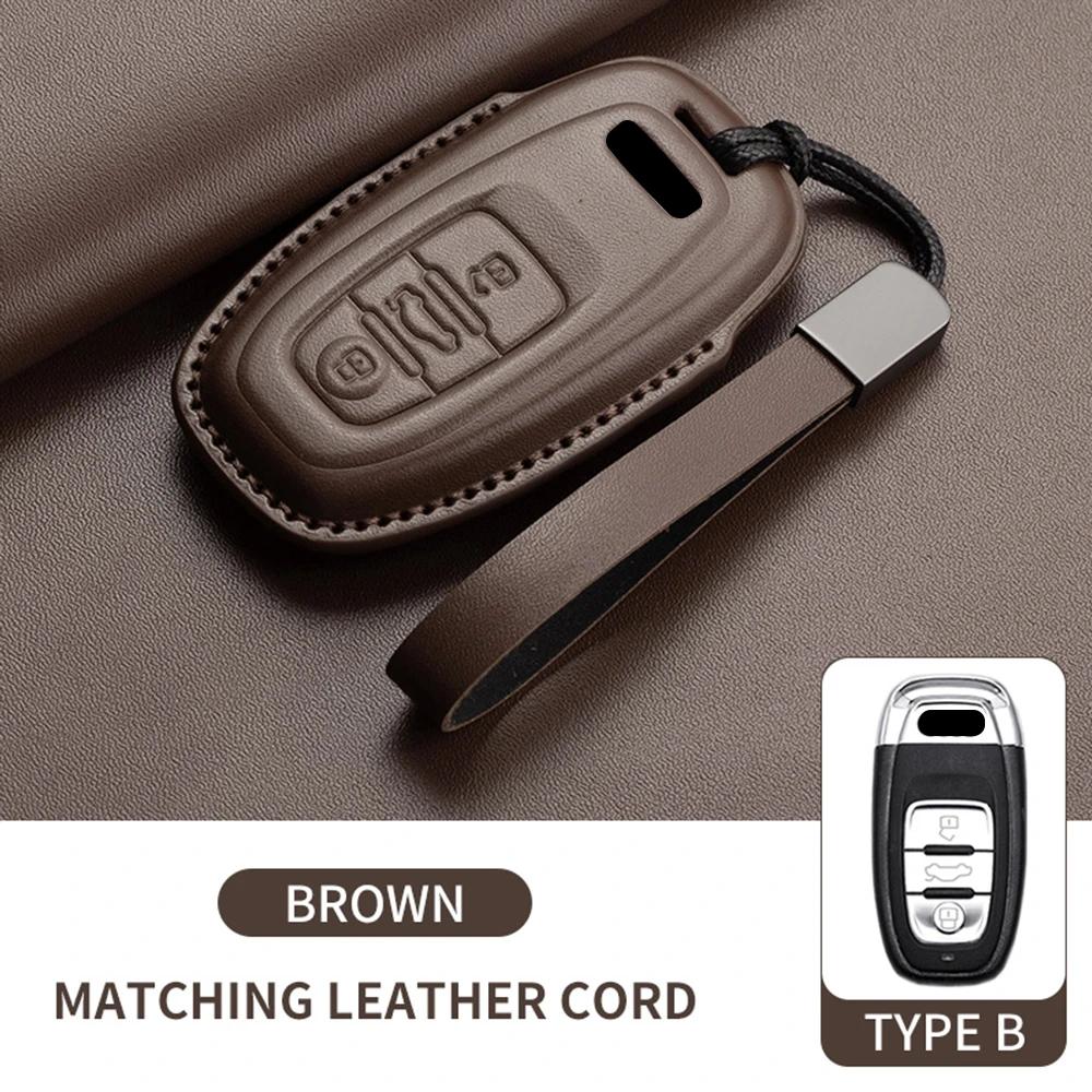 Leder Auto Schlüsselhülle für A4L A5 Q7 TT TTS A3 A4 B9 A6 A7 4K A8 E-tron Q5 Q8 C8 D5 SQ8 Auto Schlüsselanhänger Zubehör