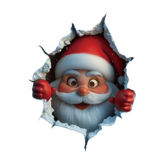 Santa Cracked Wall Decal Christmas Self-Adhesive Static Clings PVC Stickers for Car Window Room Wall Decor