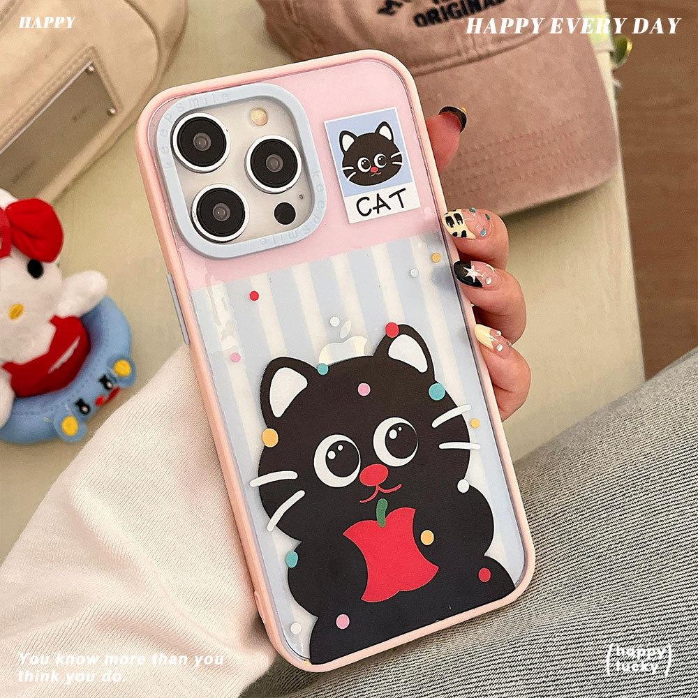 New Kitten Suitable for Apple 16 Acrylic Iphone15 Mobile Phone Case 14pro Anti Fall Large Hole 13 Soft Edge