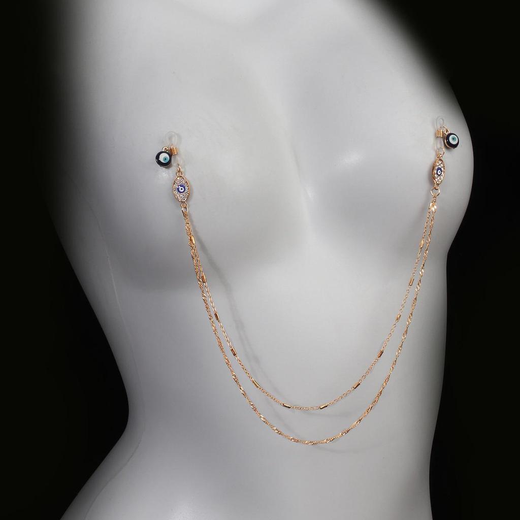 Nipple Chain Clamp for Sensual Stimulation - Women's Erotic SM Training Accessory